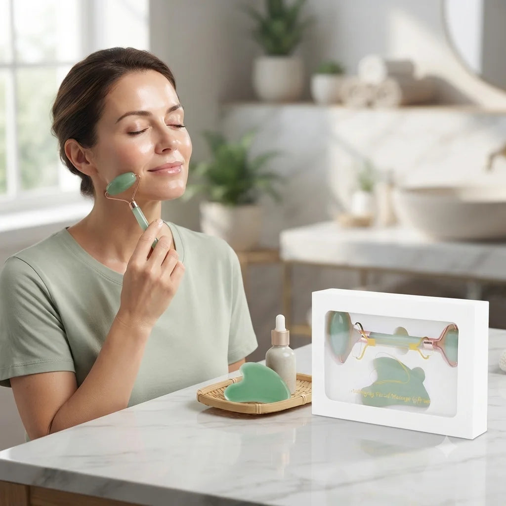 Le rituel complet — set rouleau 2-en-1 + gua sha